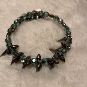 Alex and Ani Spike and Teal Beaded Bangle